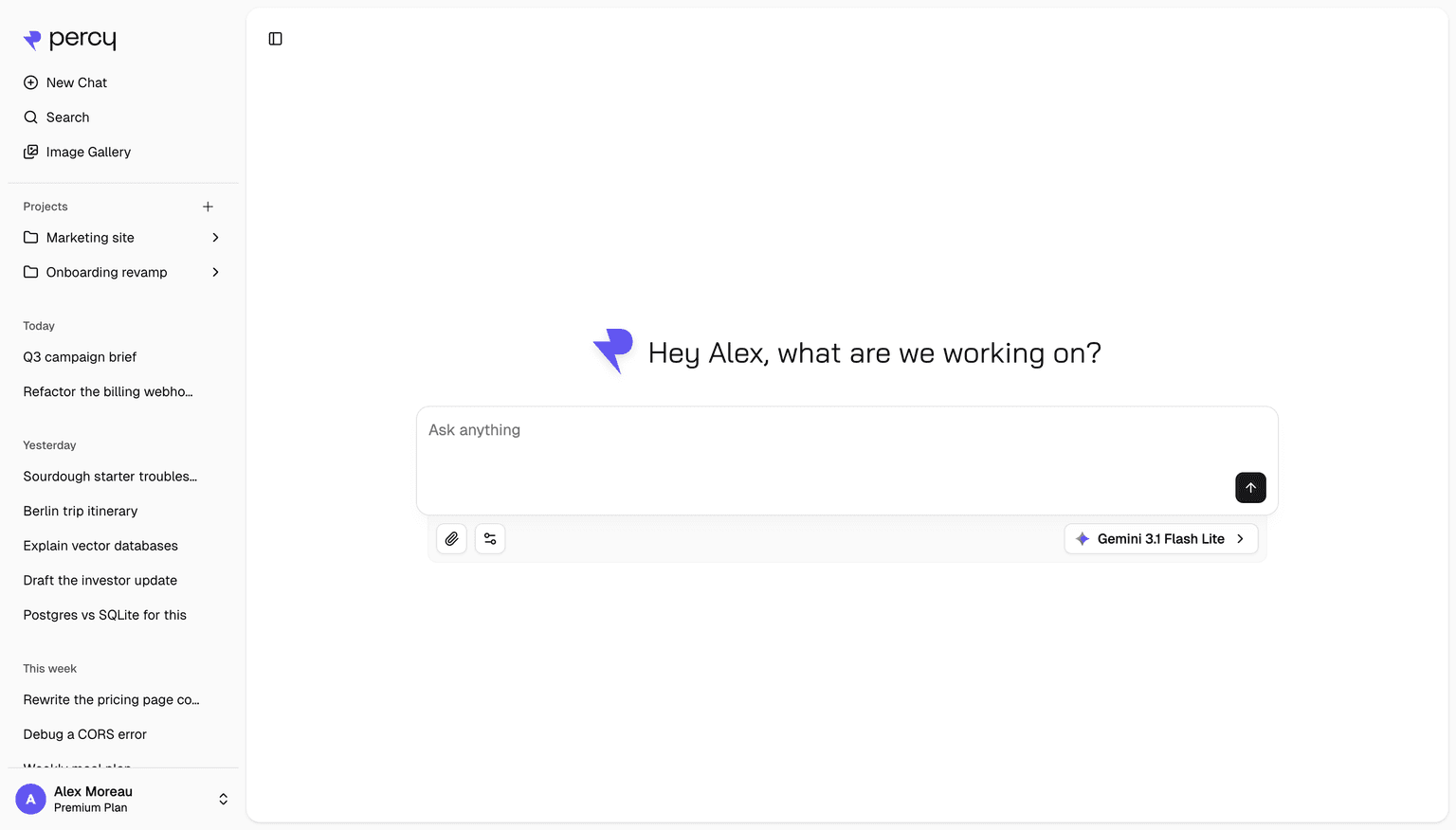 Percy Chat interface screenshot